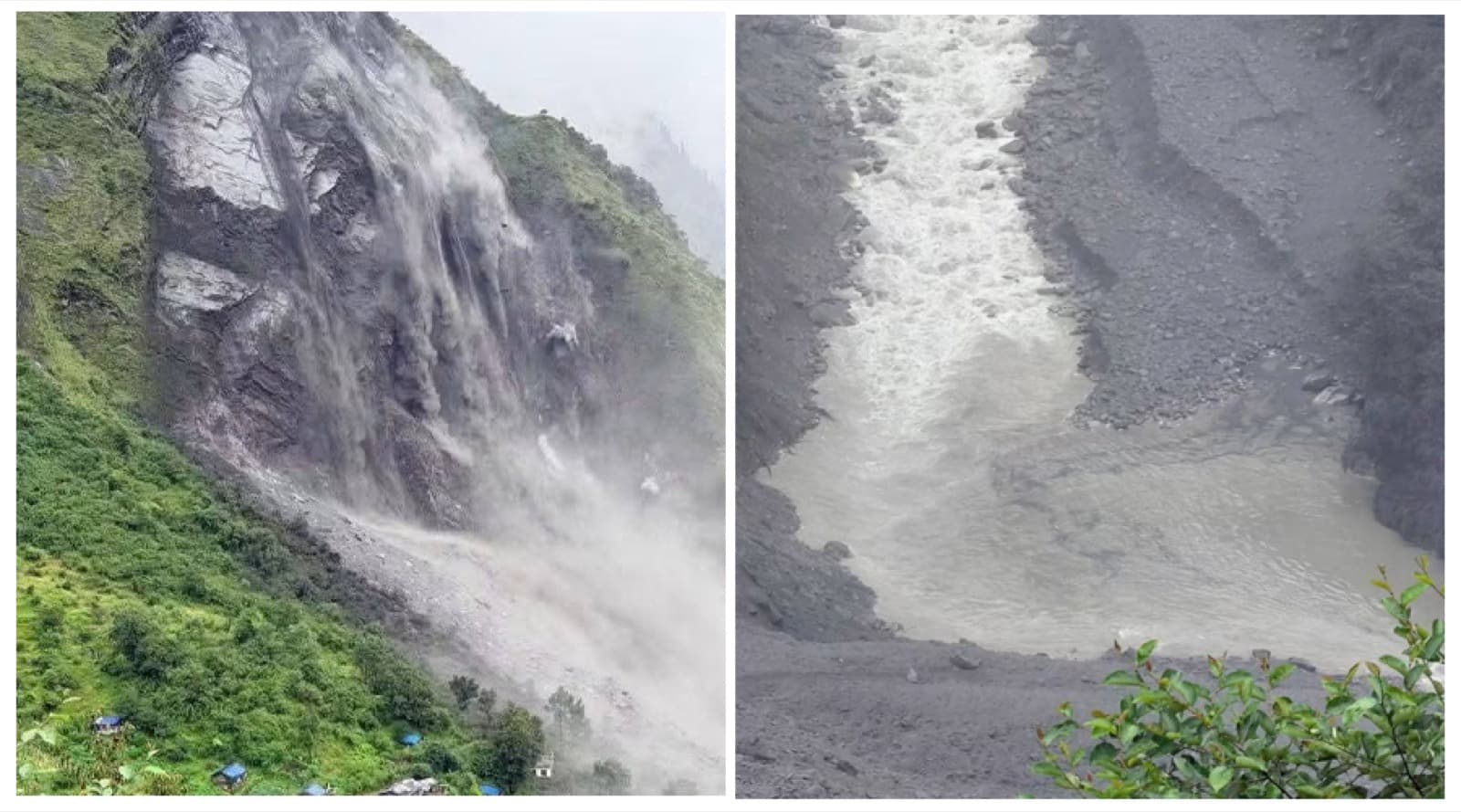 Landslide Partially Blocks Nepal's Chaulani River in Darchula